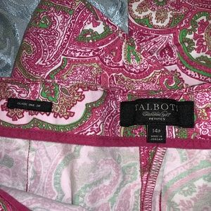 Talbots Pink and Green Paisley print Capris